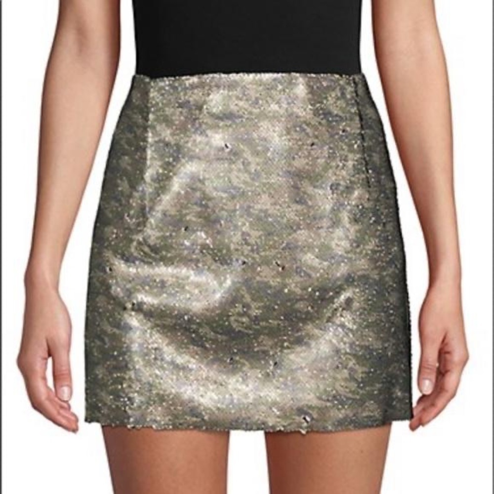 Free People Camo sequin mini skirt